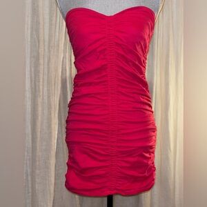 Zara HOT PINK Ruched Mini Dress